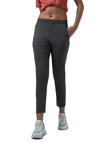 Image of TECHNOSPORT Women's Regular Fit Mid Rise Solid Track Pant with Antimicrobial, Stretchable for Gym, Workout & Sports and Regular Use