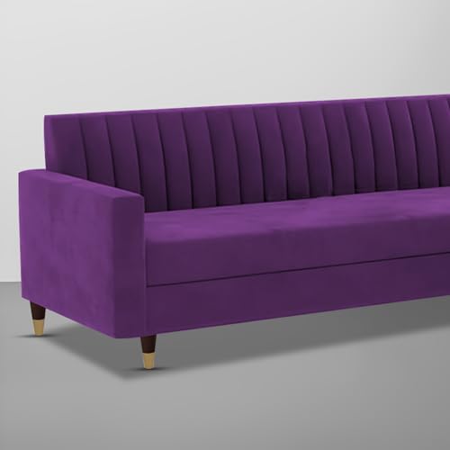Image of Casaliving Garcia 3 Seater Sofa Set for Living Room (Purple - Colour Fabric) Premium Fabric Sofa Set