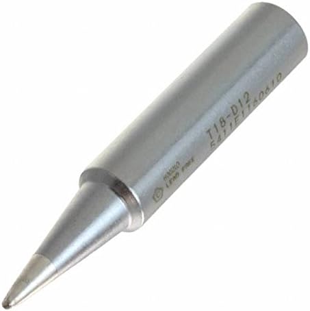 Close-up of Hakko T18-D12 chisel soldering tip, suitable for delicate pins and general electronics.