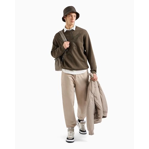 Armani Exchange Men's Embroidered Eagle Cotton Poly Interlock Fleece Sweatshirt2