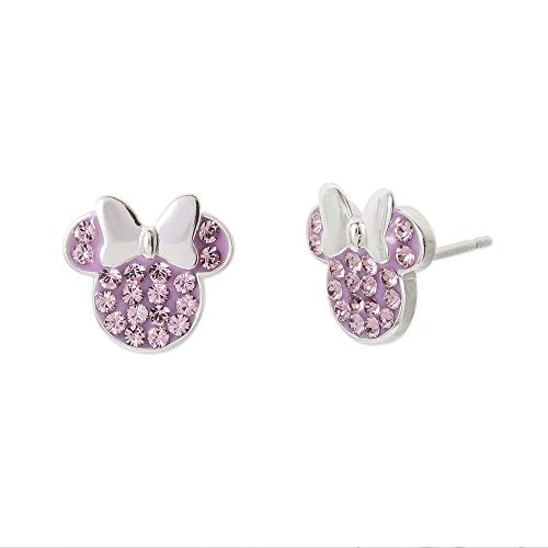 Disney Minnie Mouse Birthstone Jewelry For Women, Sterling Silver Pave Crystal Stud Earrings, June #TOP3