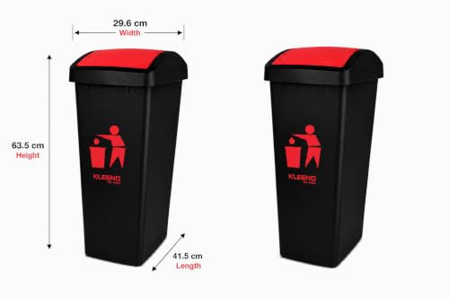 Image of Cello Plastic Garbage Swing-Lid Dustbin 48 Ltr, (RED /RED) COMBO