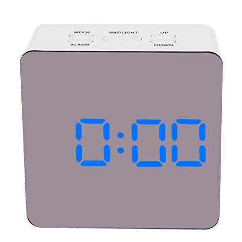 Preisvergleich Produktbild MMOOVV Digitales LED-Alarm-Nachtlichtthermometer mit Spiegeluhr (Blau)