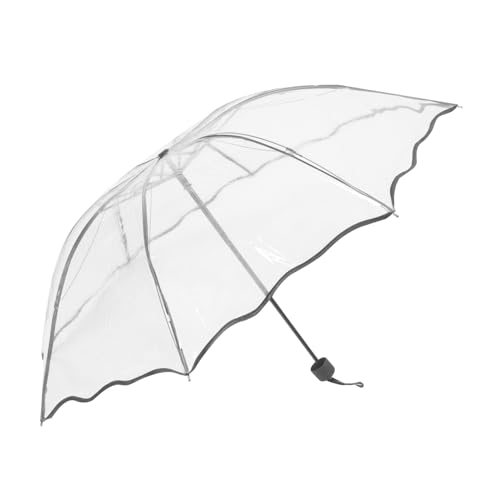SAFIGLE paraguas transparente paraguas de gran tamaño extra de cierre automático parasol plegable para sol para el sol elementos esenciales de viaje Metal