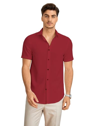 Image of TAGDO Men's Casual Shirt|| Solid Shirt|| Half Sleeve (5160)