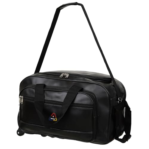 Image of Premium Trolley Duffle Bag for Travel with Wheels & Shoulder Strap | Large Capacity Leather Finish Luggage Bag for Men & Women | Durable Multipurpose Gym & Weekend Travel Bag