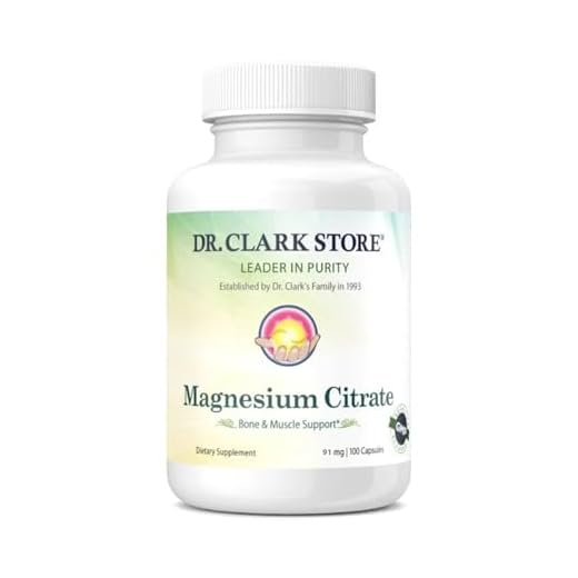 Dr. Clark Store Magnesium Citrate – 91mg, 100 Capsules, Supports Energy Production, Enzyme Function & Nervous System Health