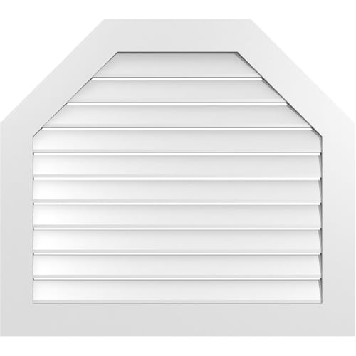 Ekena Millwork GVPOT38X3401SF Octagonal Top Surface Mount PVC Gable Vent, 38 W Inch x 34 H Inch, Factory Primed White