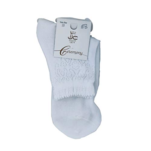 JC-Calcetines Ceremonia Blanco, talla 10 35-37 pie