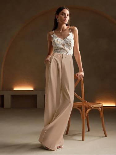Image of GRECIILOOKS Women High Rise High Waist Trousers Flared Korean Style Formal Pants|Elegant Workwear for Office, College & Events