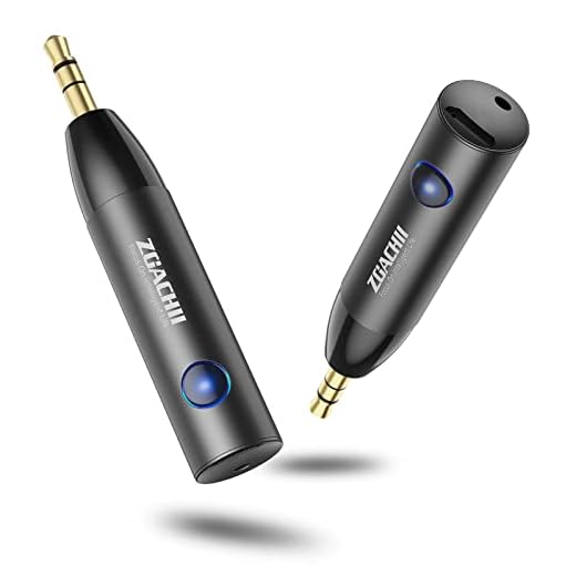 ZOACHII Bluetooth Aux Adapter for Car : Wireless Bluetooth 5.0 Audio Receiver [Handsfree Calling] with 3.5mm Jack for Vehicle Truck Home Stereo Music Streaming Headphones Speakers - [1 Piece]