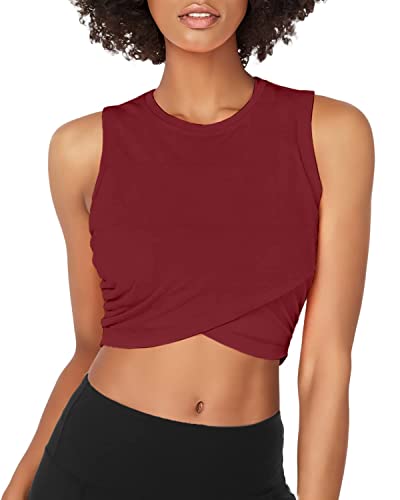 Image of Yoga Crop Tops Dance Tops Fitted Workout Crop Tops Yoga Tank Tops Athletic Sports Shirts for Women