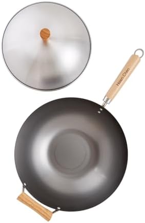 Helen's Asian Kitchen Wok Set - Wok Pan with Lid, 13.5 Inch Carbon Steel Wok - Nonstick Flat Bottom Wok for Stir Fry - Includes 4pc Accessories - Perfect for Gas, Electric, Induction Stovetops - Thumbnail 3