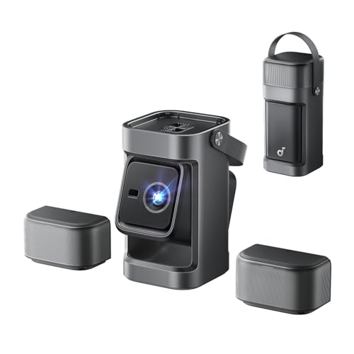 soundcore Projetor GTV portátil Nebula P1 com alto-falantes removíveis, 650 ANSI Lumens, 1080P, 20W som surround verdadeiramente 2.0, Dolby Audio, Gimbal embutido, ajuste automático, tela grande de