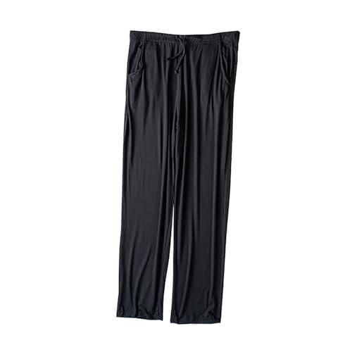 Mens Ultra Soft Pajama Pants Drawstring, Stretch Sleep Pant with Pockets Lightweight & Cozy Lounge Pj Bottoms for Men Black