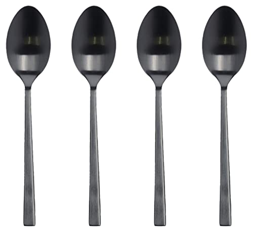 BITZ Teelöffel, Kaffeelöffel Schwarz, Espressolöffel Klein, 4 Hochwertige Espresso Löffel aus Edelstahl mit Mattschwarzer Oberfläche, Dänisches Design, 14,2 cm, 4 Stück, Schwarz