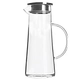 Der Wasserkrug besteht aus Borosilikatglas, Krug, Edelstahldeckel. 1500 ml großes Fassungsvermögen (5 bis 6 Glas Wasser) und erfüllt im Grunde den täglichen Bedarf Ihrer ganzen Familie.