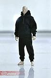 1/12 Scale Clothes Accessories Black Pullover Hoodie Sweater Pants Sweatpants Suit for 6'' Action Figure Body
