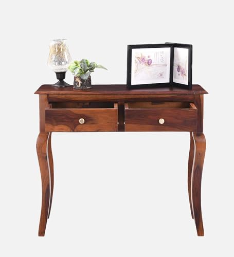 Image of Solid Sheesham Wood Console Table for Living Room Furniture | Hallway Enteryway Console for Home and Office | (Natural Brown Finish-02)