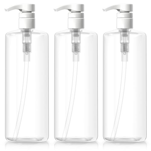 Bar5F Empty Shampoo Bottles, Large 32oz Pump Bottle Dispenser Empty Clear BPA-Free, Made in USA, 3-Pack
