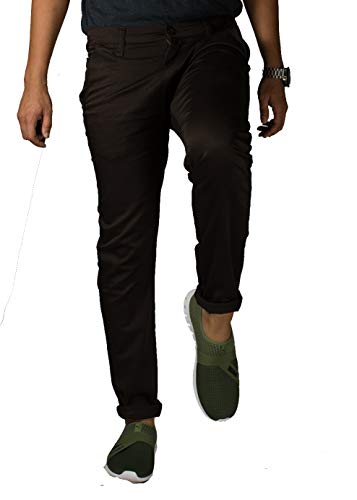Image of 0-DEGREE Men's Regular Fit Cotton Trouser (0DCotPantRaidParent Beige, Black 32)