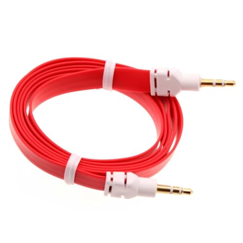 Aux Cable 3.5mm para audio en auto y hogar, color rojo miniatura 1