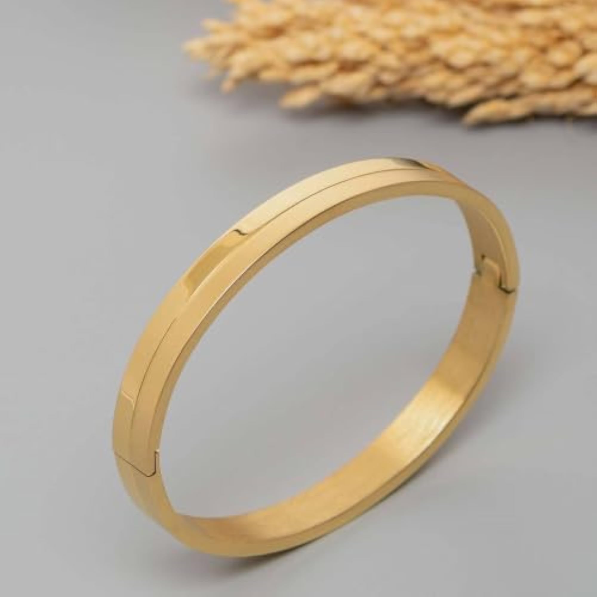 Gold Plated Textured Kada Bracelet for Men, Daily Wear
