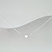 Very Tiny and Dainty Sterling Silver Heart Necklace for Women, Floating Heart Choker Necklace, Layering Necklace, Valentine's Day Gift for Girlfriend, Teen Girl Gift (15 inches plus 2-inch extender)