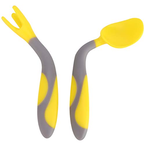 Kisangel 1set Boy Girl Training Tableware of Boy Girl Eating Practice Utensils Learning Fork Spoon for Boy Girl Non- Handle