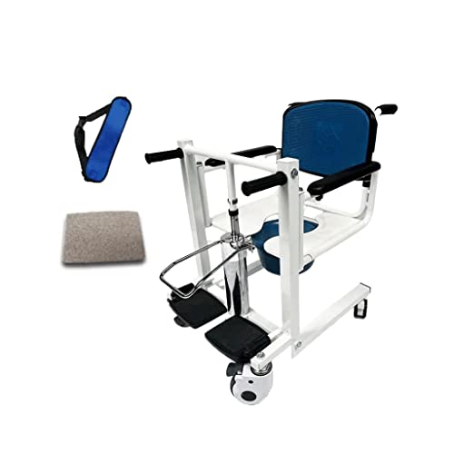 Patient Lift for Home with 180° Split Seat and Removable Commode Portable Transport Wheelchair Transfer Chair for Elderly Handic
