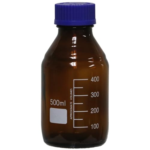 Karter Scientific 500ml Glass Media Storage Bottles, Amber, Round, with GL45 Screw Cap, 254J11 (Case of 10)