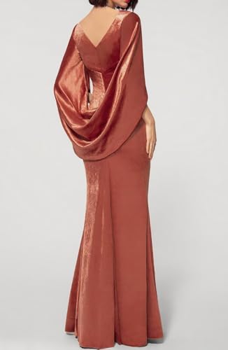 Velvet Bridesmaid Dresses for Women with Sleeves Mermaid Long Formal Maxi Dress Wedding Guest NA2223