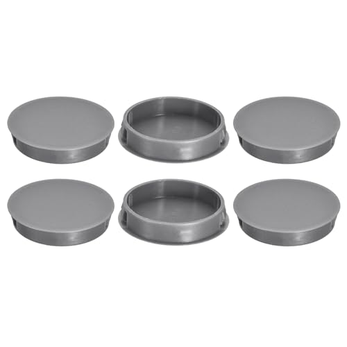 Image of uxcell 50mm /1.97 inch Plastic Hole Plugs, 6Pcs Flush Type Panel Round Snap in Fastener Knockout Locking Plugs for Furniture Insert End Caps Panels, Grey