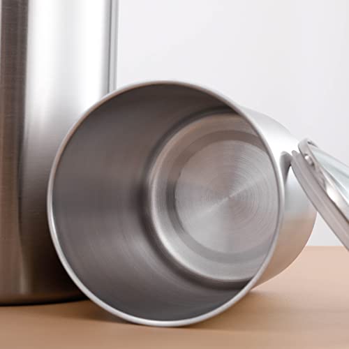 4 Pcs Stainless Steel Canisters Set For Kitchen Counter With Glass Lids – Vintage Retro Design - Pantry Organization Food Storage Containers For Cookies, Nut Bowl, Tea, Sugar Jars, Bulk Sugar Storage. #TOP4