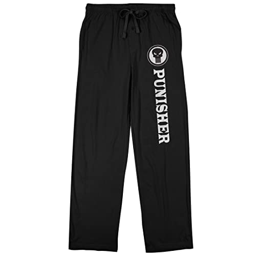 Marvel Universe Punisher Skull Logo Men's Black Sleep Pajama Pants
