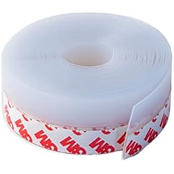 Burlete de puerta con adhesivo 3M Premium, longitud 5 metros, puerta blindada de entrada, aislante térmico, puertas y ventanas, protección fría, protección de sonido (Transparente)