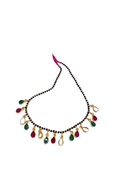 NANDANA COLLECTIONSOne Gram Gold Multi Drop Mangalsutram | Black Beads Mangalsutra For Women
