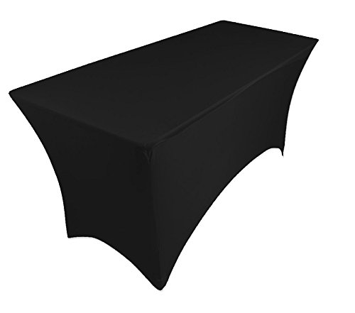 pod Linen Nappe extensible en lycra extensible Noir ou blanc pour tables rectangulaires de 1,5 m (noir) Cover