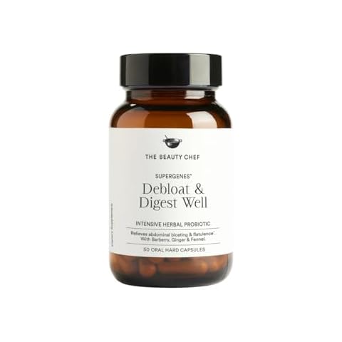 The Beauty Chef SUPERGENES Debloat & Digest Well – Digestive Support Supplement with Probiotics & Herbal Extracts for Bloating Relief – 50 Capsules Cover