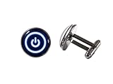 Manschettenknöpfe Computer Geek Geschenk Nerd Manschettenknöpfe Power Button Gamer Glas ohne Edelstein, Glas, Ohne Edelstein