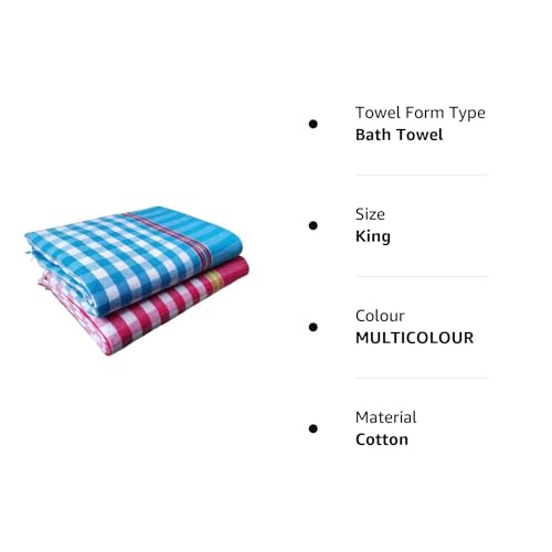 Image of Soft Cotton Bath Towel /Thorthu Non-Terry Gamcha Bath Towels Fast Absorbing and Quick Drying Light Weight, Thin Towels for Bath Men /Women /Kids (75 * 150 cm)-Multicolor (Modern, 4.00)