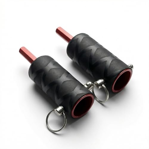AMXTYYSZ [2-Pack] 28mm Trailer Jack Drill Adapter - Heavy-Duty Red Alloy Steel Power Crank Handle for 1 Studs - Black Non-Slip Safety Sleeve - High-Torque Jack Tool for RV Dump & Farm Trailers