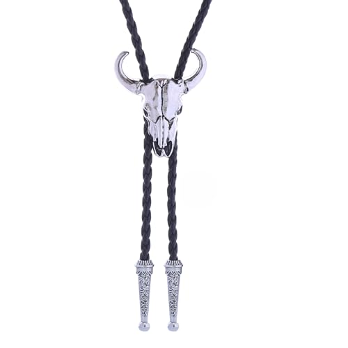 Image of Jeilwiy Bolo Tie for Men Western Cowboy Tie Necklace Gold Bolo Tie Leather Necktie Halloween Tie Accessories for Women