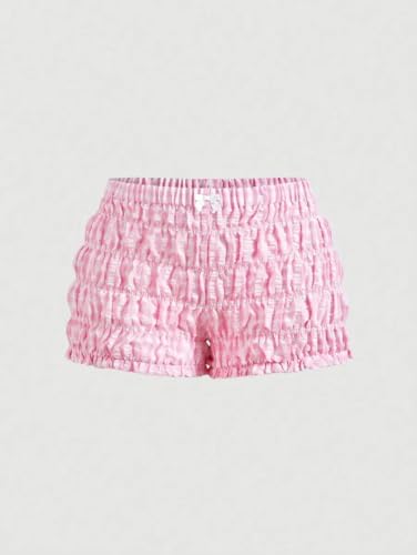 Image of Cute Bloomers Shorts for Women Y2k Ruffle Gingham Bottoms Low Rise Lounge Boy Shorts Plaid Mini Pj Boxers