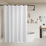 Sustainable Shower Curtain Liner, Recycled Polyester Material, Eco Friendly, Non Plastic & Freon-free Washable Fabric Shower Curtain Liner with Magnets, 72'x72' Shower Liner for Bathroom, White