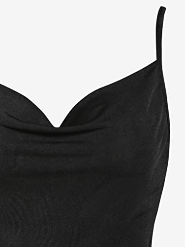 Zaful Women's Solid High Waisted Ruched Cowl Front Jersey Top And Ruched Skirt Set Dress (J-Black, L) #TOP2