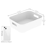 Cetomo 5 x 4 kosze do przechowywania, plastikowe otwarte pudełko do przechowywania, pojemniki na półki, organizery z uchwytami do biura, blatów, szafek, PP, bez BPA, biały, 5 l - 4 szt. (28,5 x 22 x 9
