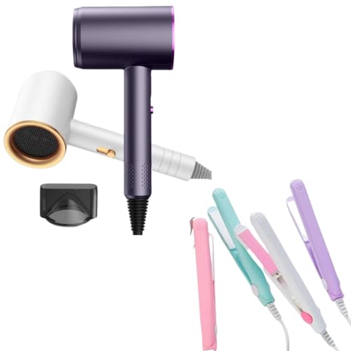 Kit Viagem Mini Secador de Cabelo 1200W 110V 50/60Hz e Mini Chapinha Prancha Bivolt Premium