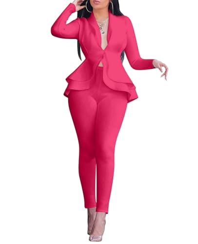 Sexy 2 Piece Outfits for Women Long Sleeve Solid Blazer