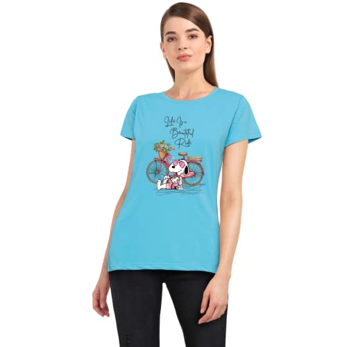 Image of Women's, Round Neck, Half-Sleeve, Printed, Cotton, Regular Fit, T-Shirt for Women